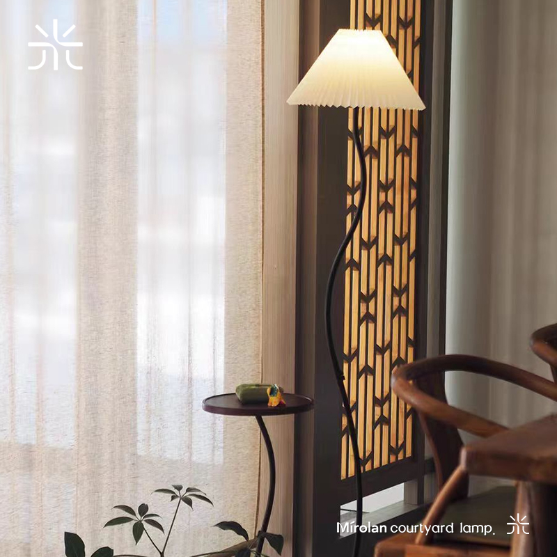 法式落地灯奶油风卧室落地灯置物架一体客厅沙发落地灯高级艺术感