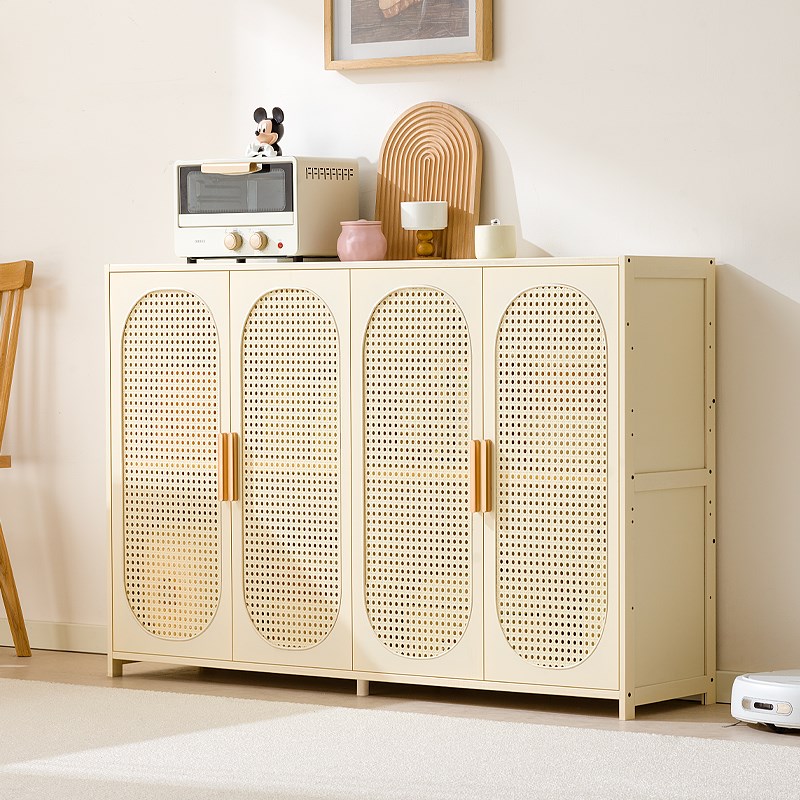 奶油风餐边柜厨房置物柜家用碗柜储物柜客厅靠墙酒柜茶水收纳柜子