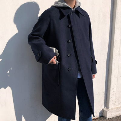 毛呢大衣外套男中长款2022年冬季新款加绒韩版休闲英伦风呢子风衣
