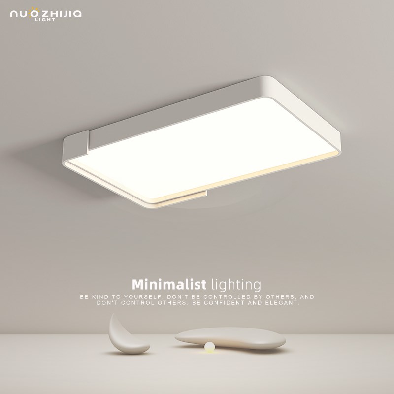 客厅灯现代简约大气白色极简长方形吸顶灯北欧个性led卧室房间灯