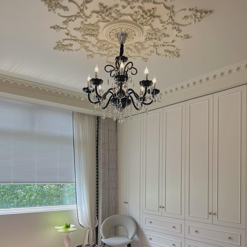 2024新款法式卧室复古餐客厅现代大气高级感轻奢灯黑主色水晶吊灯