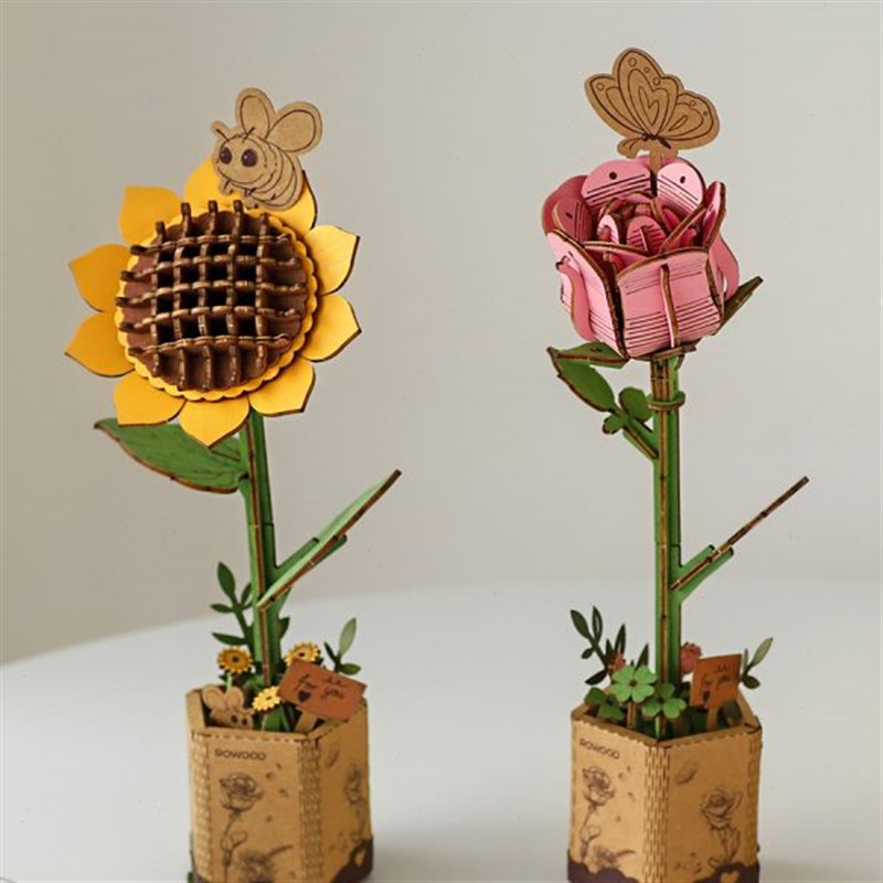 可爱日子 繁花木艺立体拼图 DIY手工3D成人益智拼W装积木花玩具模
