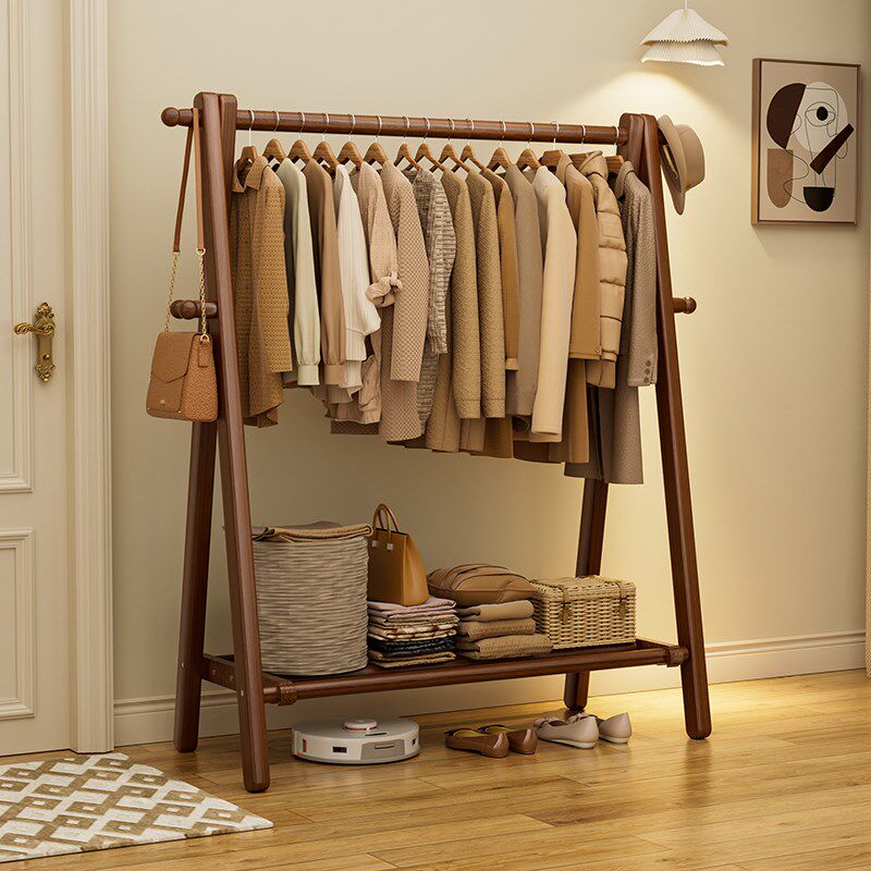 全实木挂衣架落地卧室衣帽架家用房间立式办公室置衣架榉木晾衣架