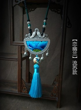 配饰项链长款 民族风项链刺绣 复古百搭装饰项链女 民族风毛衣链