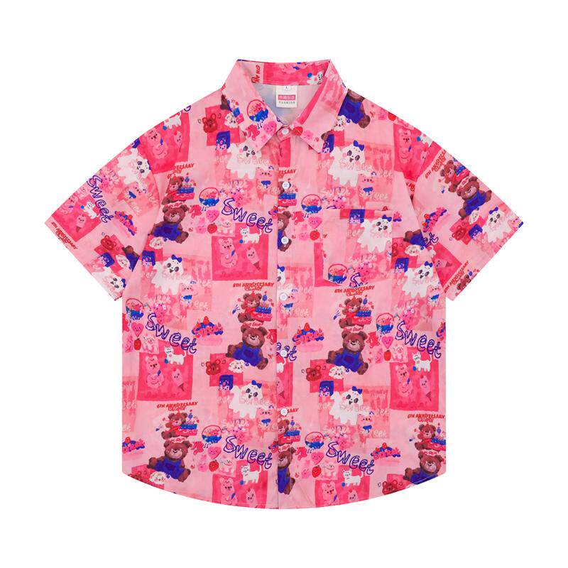 PICCA2025衬衫春秋季新品男女同款夏季印花百搭潮流情侣户外衬衣