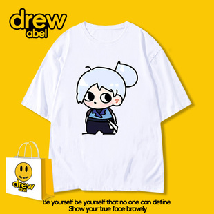 drew无畏契约联名T恤男夏季百搭体恤Jett捷风动漫周边短袖衣服潮