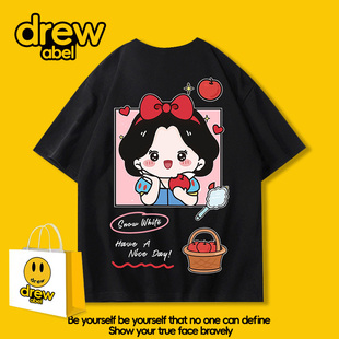 白雪公主联名T恤女美少女战士蜡笔小新衣服短袖夏天网眼宽松潮流