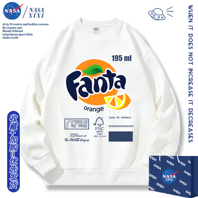 NASA芬达联名卫衣男2025新款秋冬款卡通动漫周边衣服圆领加绒外套