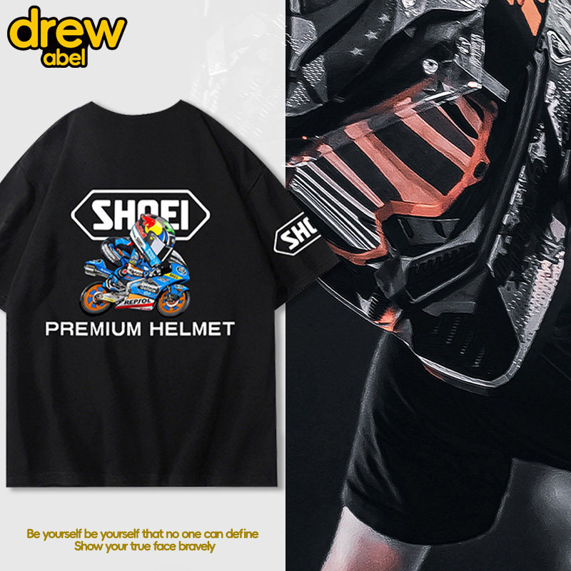 shoei头盔T恤男越野摩托车夏季衣服圆领短袖骑行服2026新款休闲