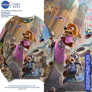 NASA闪电树懒朱迪尼克秋冬卫衣男圆领疯狂动物城电影儿童衣服外套