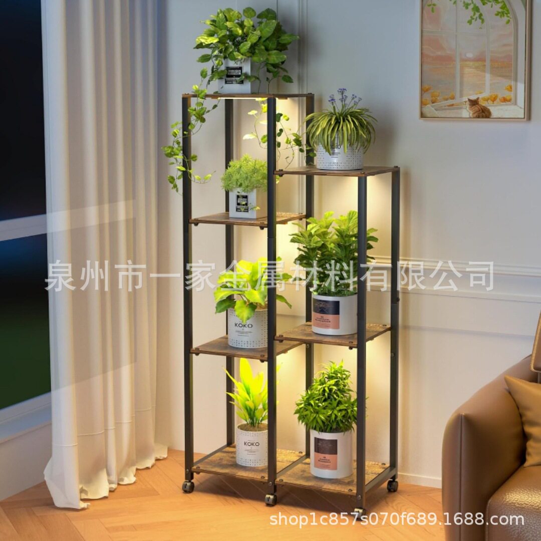 铁木结合花盆架室内简约多层花架落地式花架子适合客厅阳台
