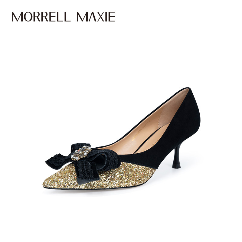 Morrell Maxie黑色尖头浪漫艺术蝴蝶结格力特高跟鞋｜MW263053BK