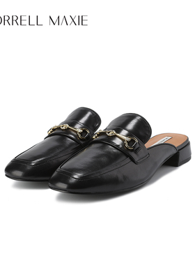 Morrell Maxie黑色外穿凉鞋女夏季休闲真皮穆勒拖鞋｜MW242048BK