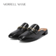Morrell ｜MW242048BK 休闲真皮穆勒拖鞋 Maxie黑色外穿凉鞋 女夏季