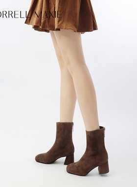 Morrell Maxie简约方头短靴女冬季小个子羊皮靴子｜MW244013BR