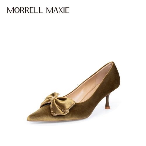 Morrell Maxie尖头黄色浪漫丝绒小女人蝴蝶结高跟鞋｜MW263012YL