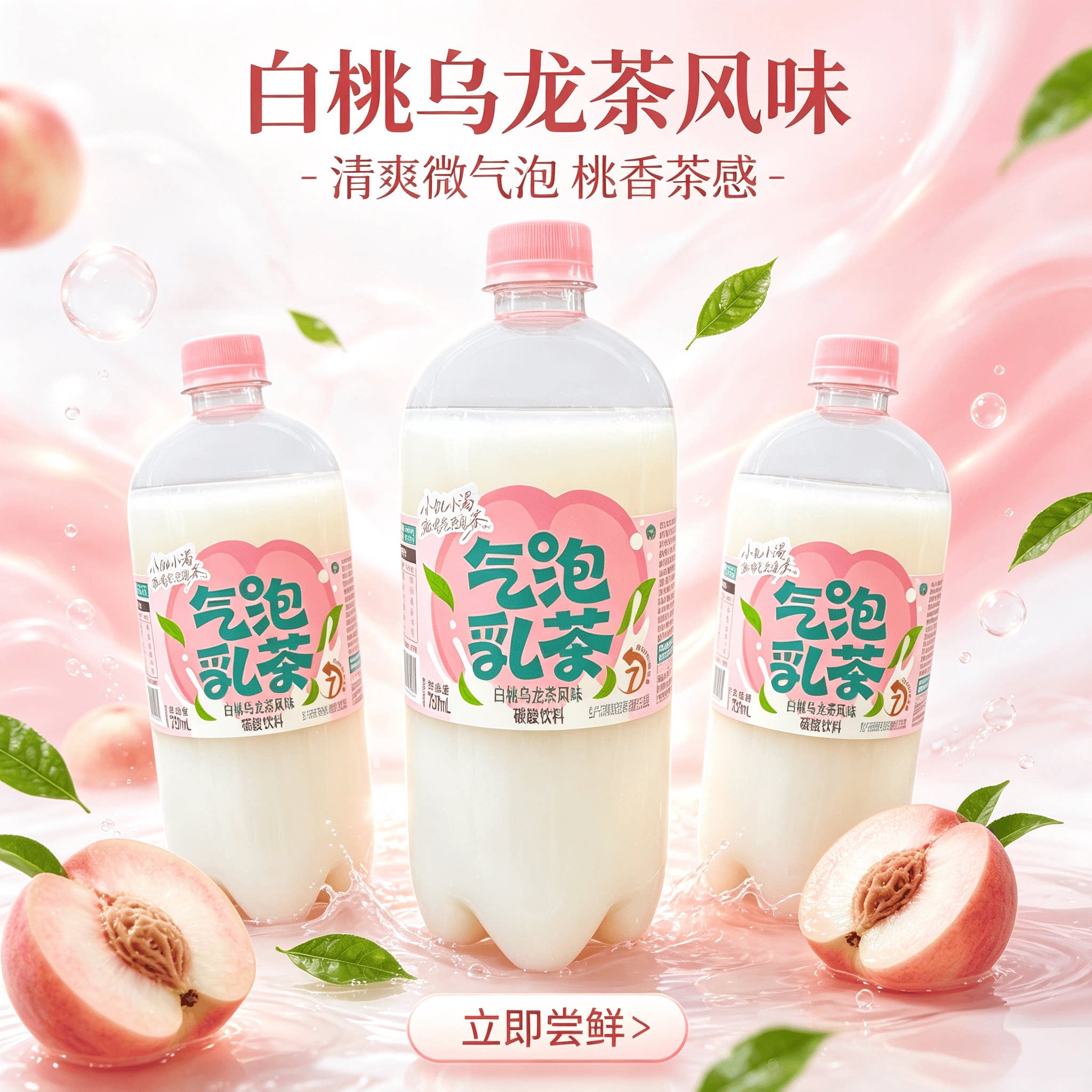 【新品】牧兰提气泡乳茶白桃乌龙茶风味750ml瓶装饮料聚餐分享