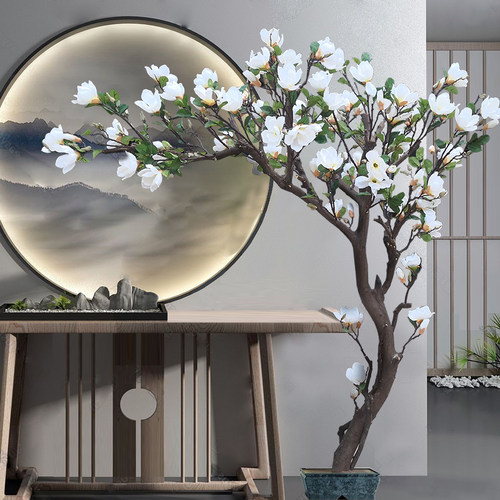 真玉兰花树真植物假树大型落地花艺橱窗装饰假花室内客厅摆件