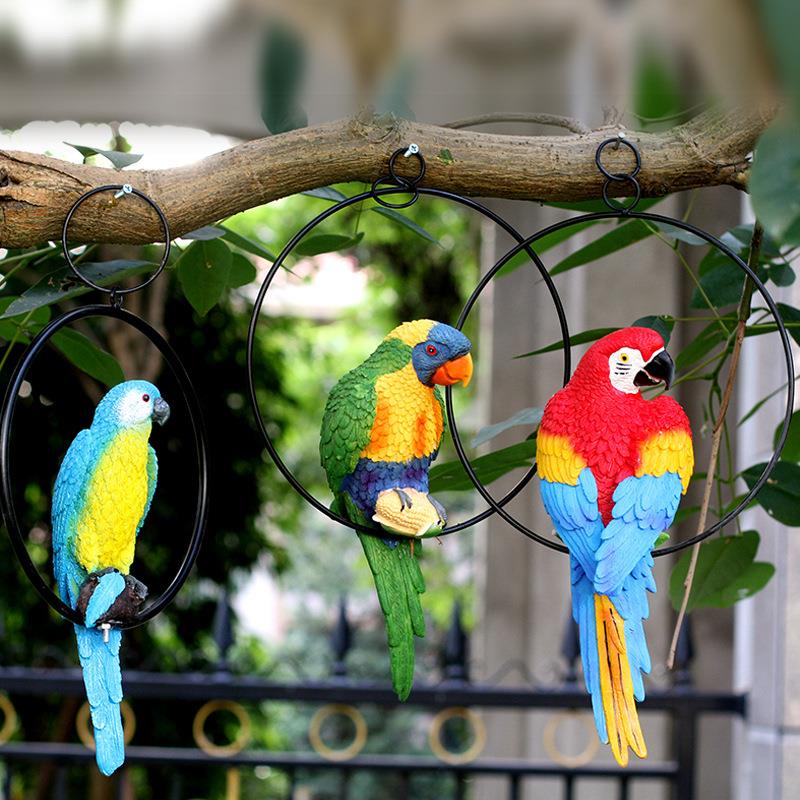 仿真小鸟鹦鹉户外花园装饰小区别墅庭院挂件园林雕塑树脂动物摆件