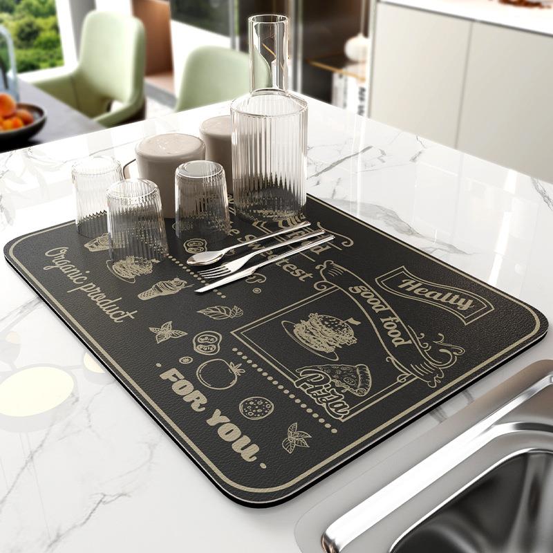 厨房水池台面碗盘沥水垫子吧台杯子隔热干燥垫硅藻泥速干吸水杯垫