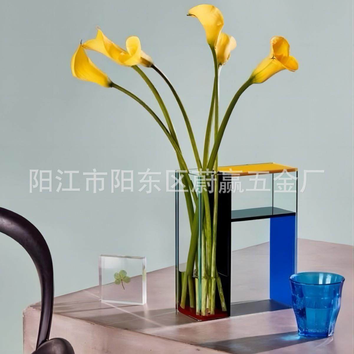 亚克力MOMA纽约艺术馆有机玻璃创意花瓶ins风蒙德里安花瓶