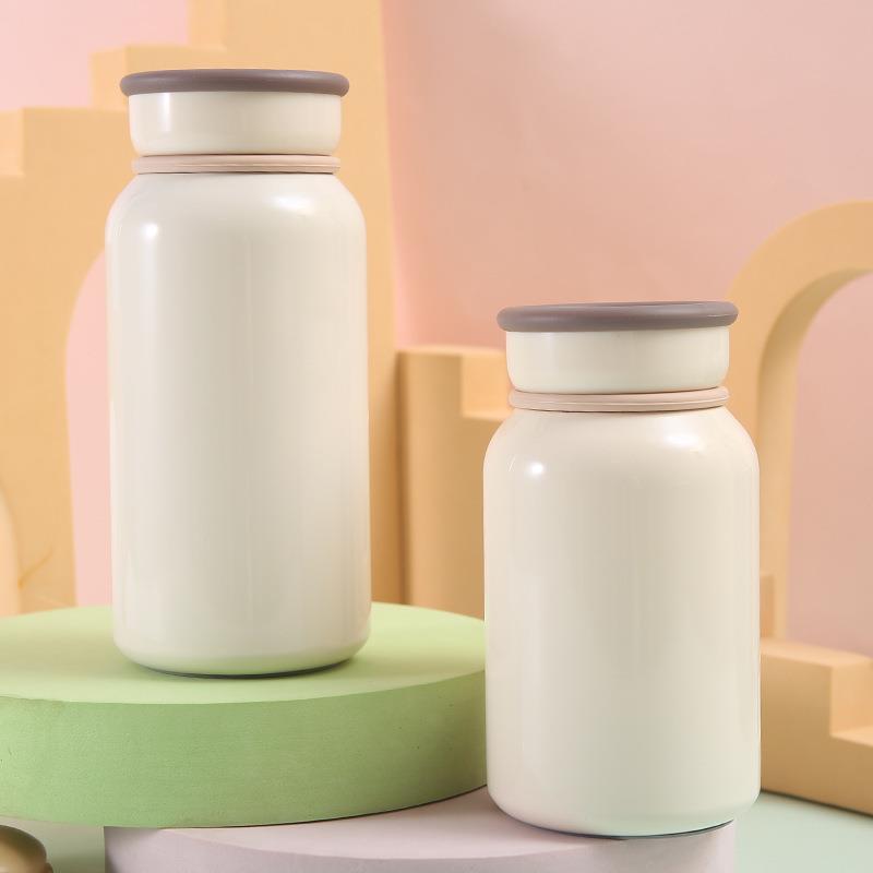 日式简约保温杯随行杯女学生便携牛奶杯茶水分离水壶提绳咖啡杯