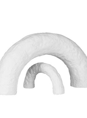 现代简约白色树脂几何创意拱形摆件样板房客厅茶几电视柜软装饰品