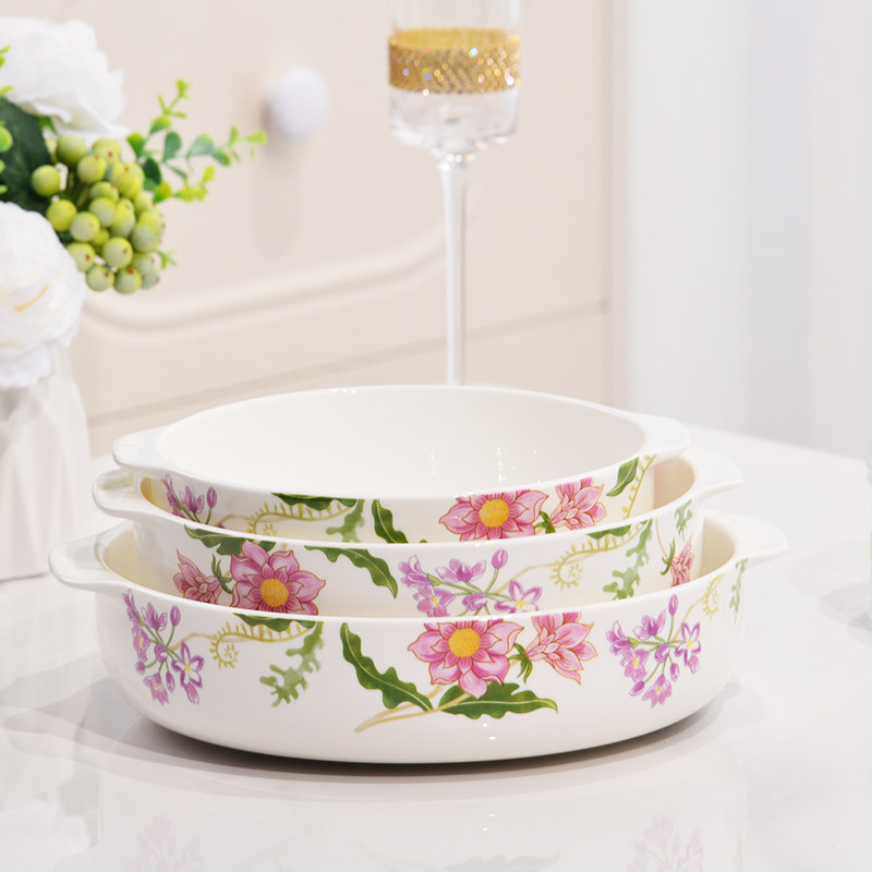 惠陶骨瓷双耳烤盘家用空气炸锅专用烤箱烤盘沙拉碗陶瓷焗饭碗汤碗,餐饮具,盘,淘宝优惠券,粉丝福利购,淘宝优惠卷