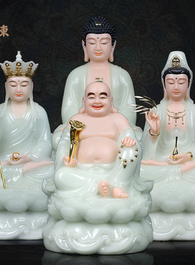 合成玉石粉中式佛堂装饰摆件