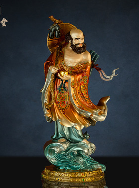 铜中式佛堂达摩祖师佛像装饰摆件