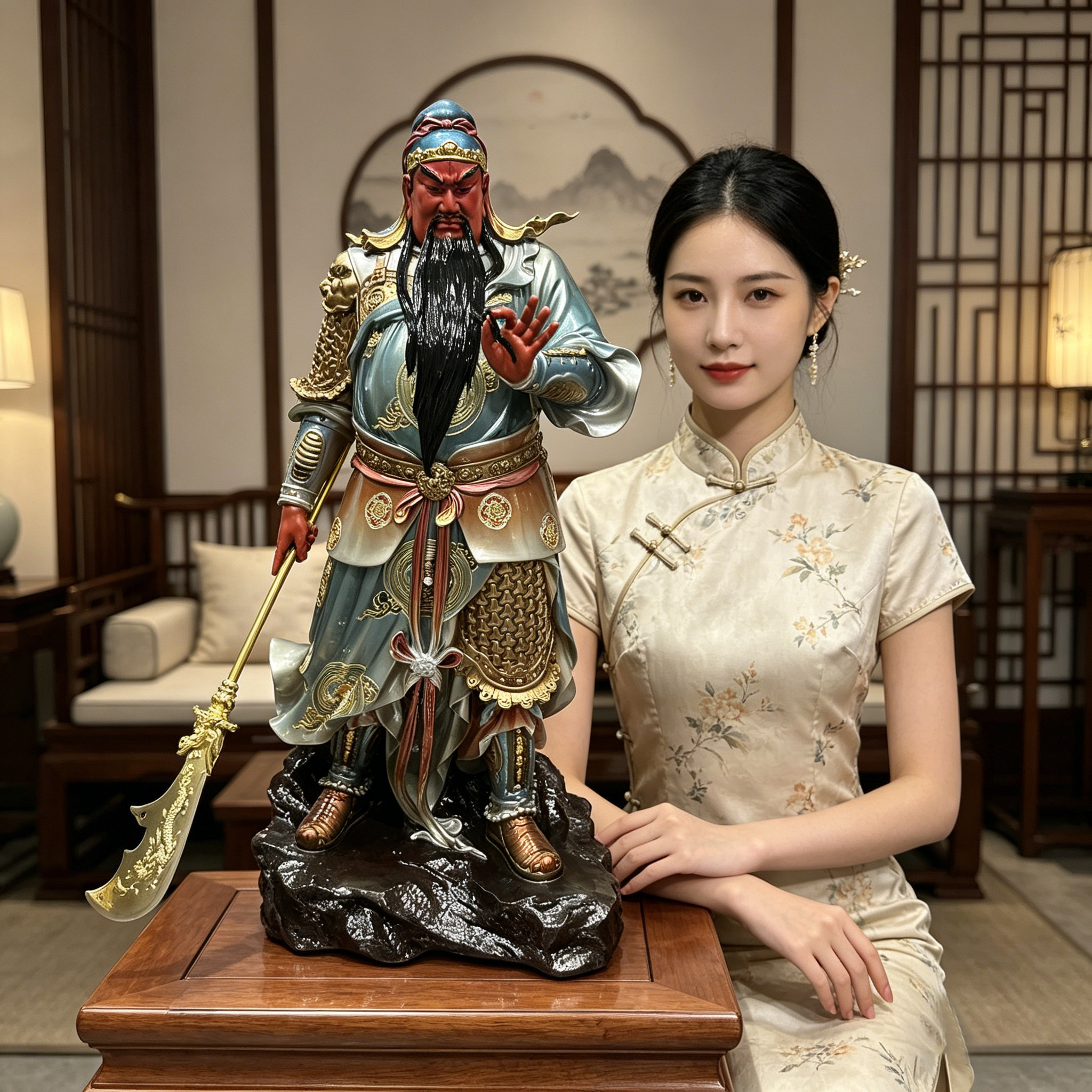 供奉店铺关公摆件九龙关公像武财神爷神像办公室公司镇宅关公铜