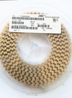 7343D型贴片钽电容黄色微法 68UF 20V 686D电容TAJD686K020RNJ
