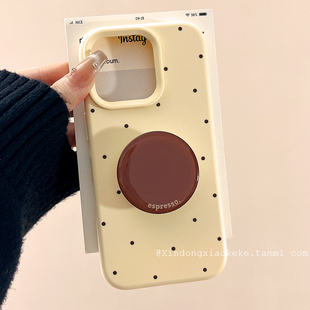 韩系ins风简约波点适用苹果iPhone17ProMax手机壳16pro新款14带支架13小众14promax硅胶15pro高级感12全包11
