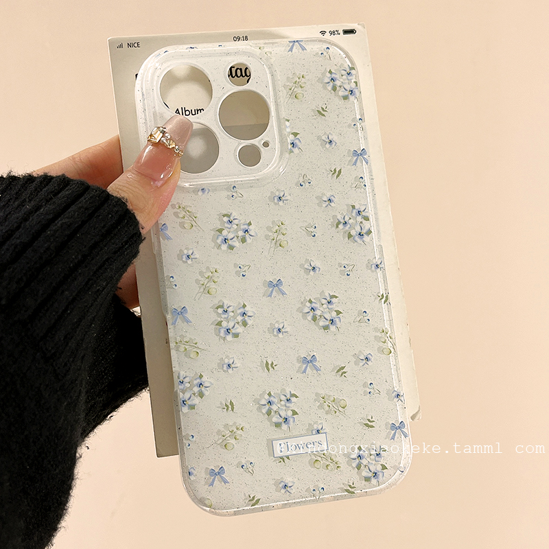 ins韩系蝴蝶结小碎花适用苹果iPhone16ProMax手机壳15pro新款14闪粉13小众14promax硅胶16Pro少女心15全包女