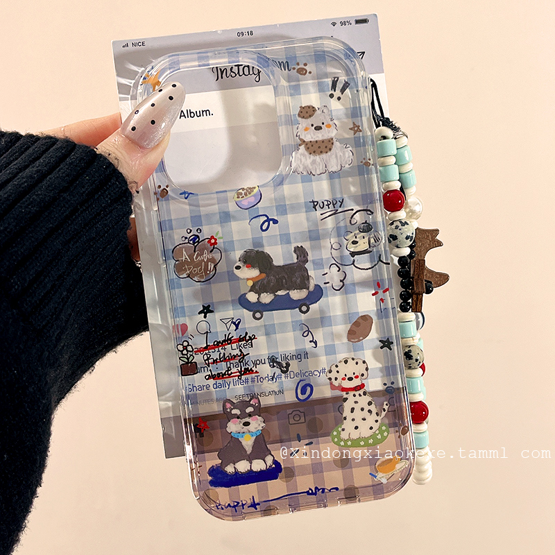 格纹腊肠狗适用苹果手机壳