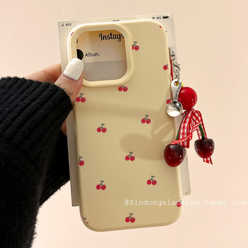 简约少女心可爱樱桃适用苹果iPhone16ProMax手机壳15pro新款14带挂件13小众女14promax硅胶16pro创意12全包11