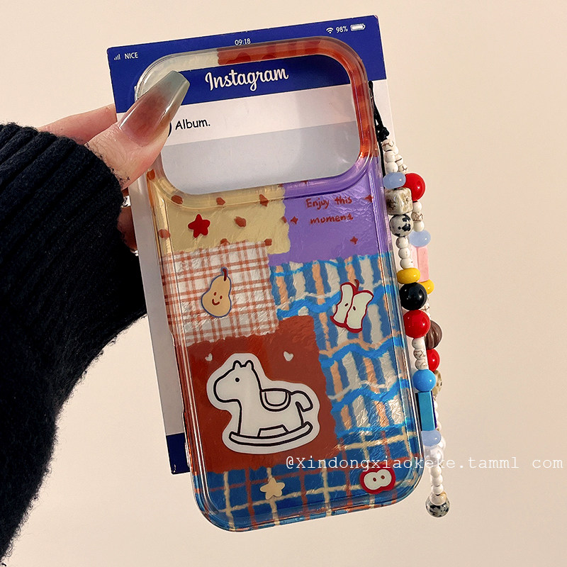 复古拼接jellycat木马适用苹果iPhone17ProMax手机壳16pro新款14带手链17小众14promax硅胶17pro创意15全包女,3C数码配件,手机保护套/壳,淘宝优惠券,粉丝福利购,淘宝优惠卷