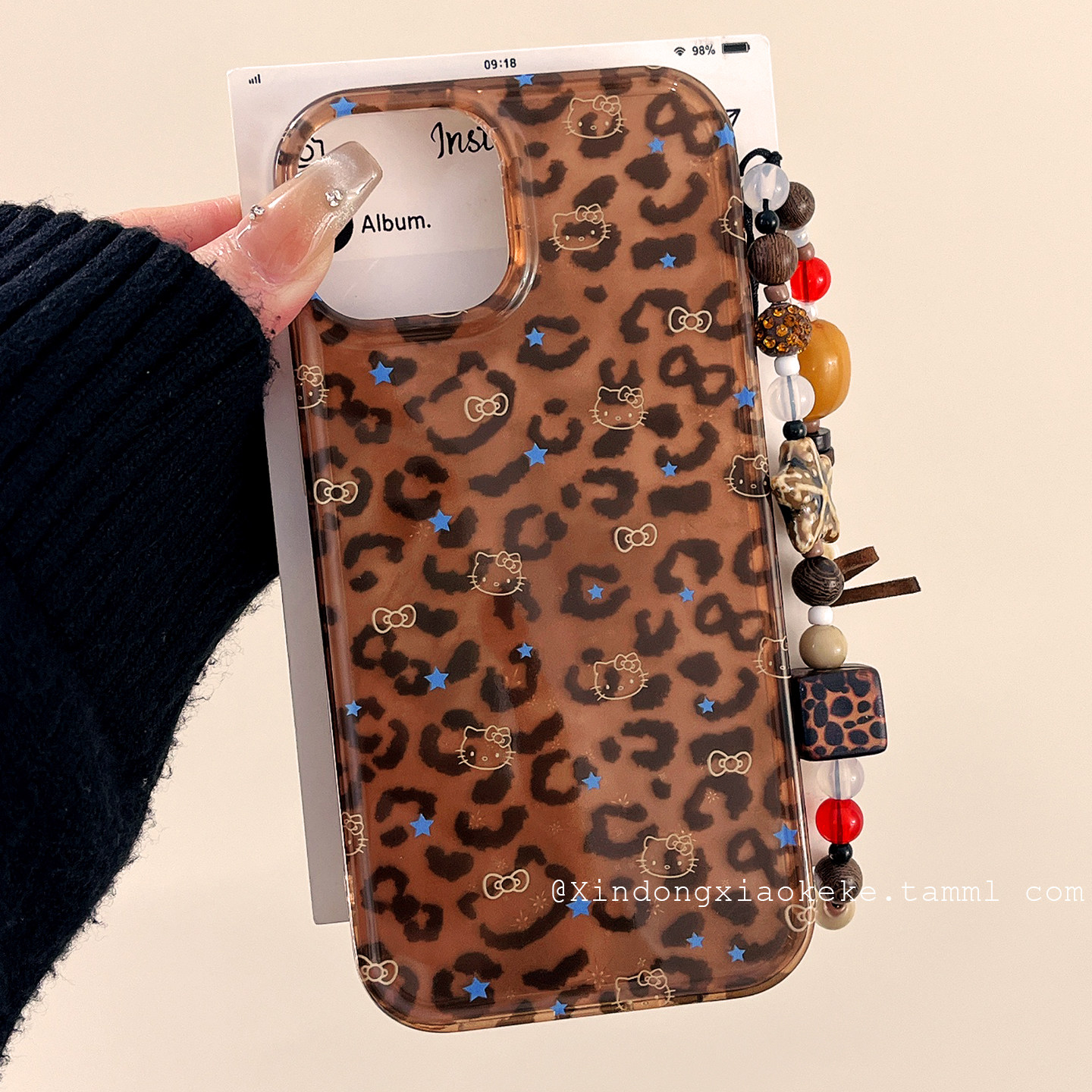 甜酷辣妹豹纹HelloKitty适用苹果iPhone17ProMax手机壳16pro新款14带链条13小众14promax硅胶17pro网红15全包