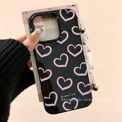 简约粉色爱心苹果手机壳