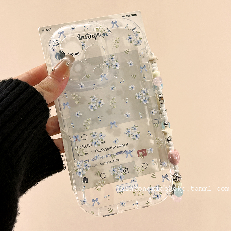 ins夏日清新小碎花适用苹果iPhone16ProMax手机壳15pro新款14带链条13小众14promax硅胶16pro创意12全包11软