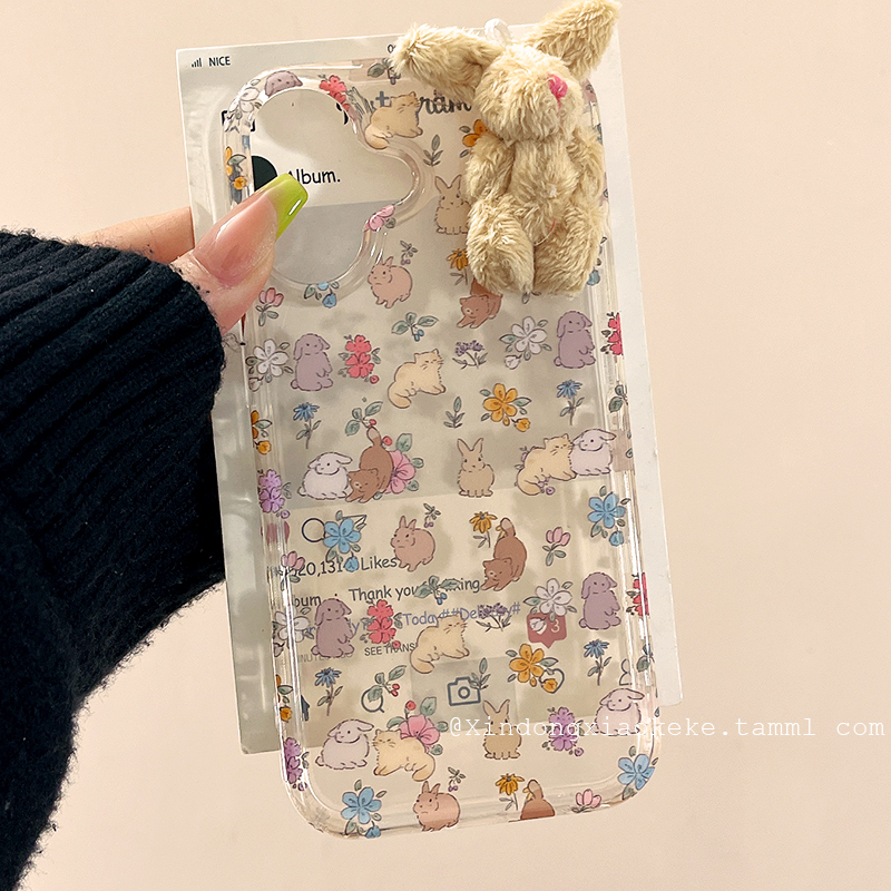 小碎花立体兔子适用苹果手机壳