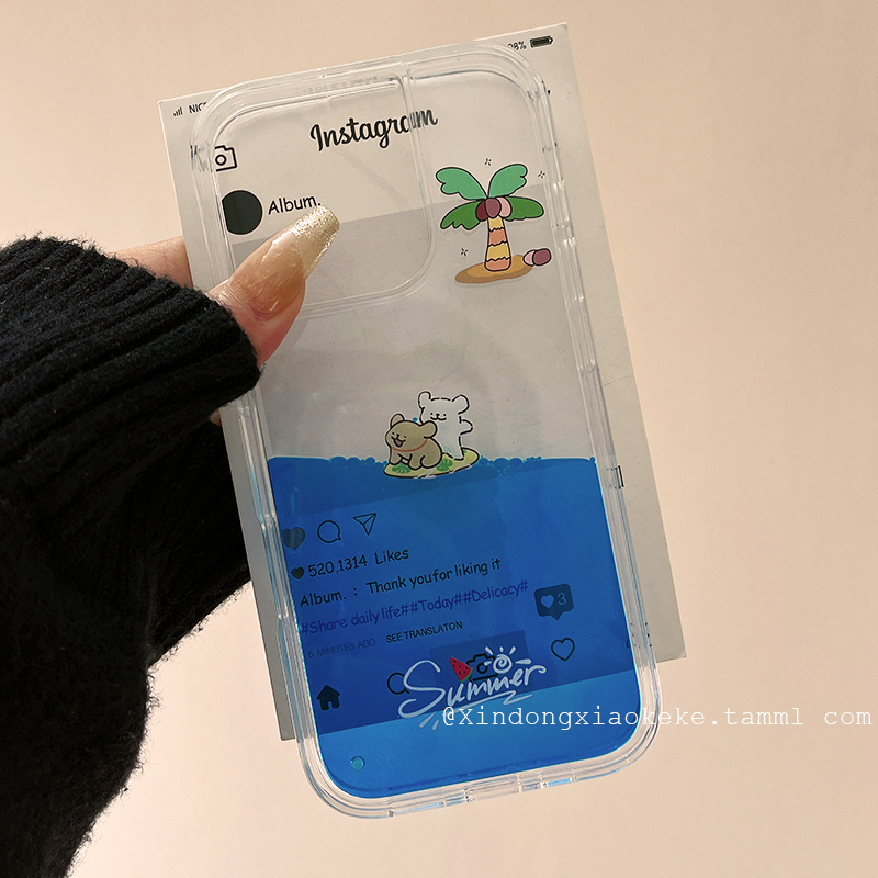 可爱卡通夏天冲浪线条小狗适用苹果iPhone16ProMax手机壳15新款14流动13小众14promax女16硅胶16Pro情侣全包