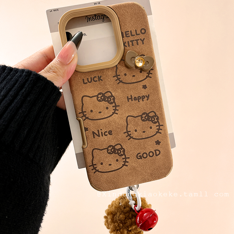 简约满屏凯蒂猫立体蝴蝶结手机壳