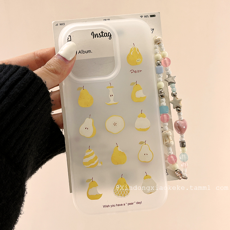 ins韩系简约雪梨适用苹果iPhone16ProMax手机壳15pro新款14带链条13小众14promax硅胶16pro全包创意软壳11女