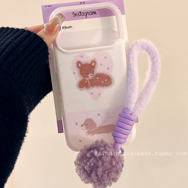可爱少女梅花鹿腊肠狗适用苹果iPhone17ProMax手机壳16pro新款14带挂绳13小众14promax硅胶15pro创意16全包女