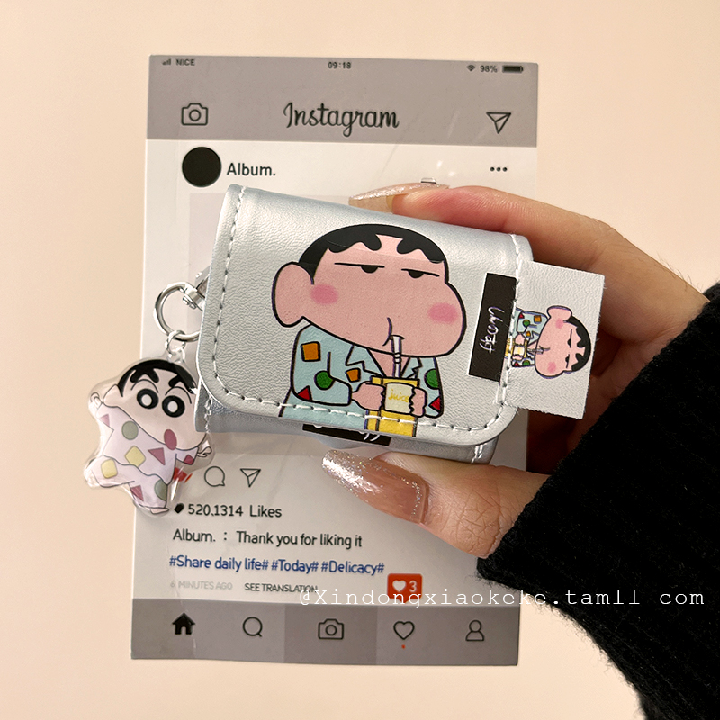 可爱卡通蜡笔小新适用苹果新3代airpods4蓝牙无线耳机保护套女款airpods1/2女airpodspro二代新款翻盖情侣男