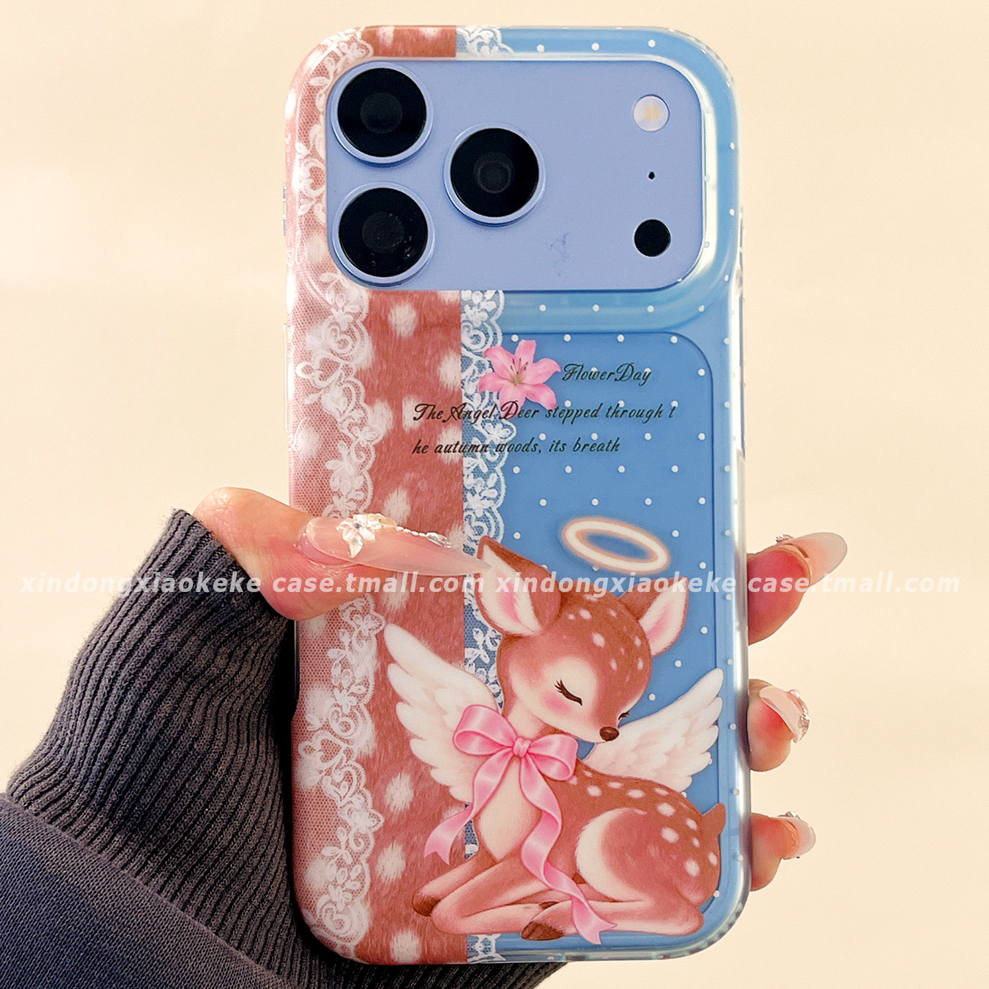 ins韩系波点蕾丝梅花鹿适用苹果18promax手机壳iphone16pro新款17pm小众15pro少女心18pro个性16pm创意17全包