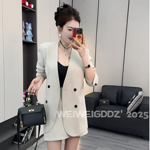 长袖 时尚 2025春季 新款 显瘦休闲百搭两件套 女装 2558V领西服套装