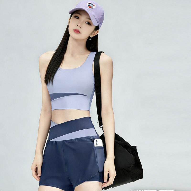MTTTST新高腰短裤网红女防震文胸显瘦外穿跑步运动套装瑜伽服套装