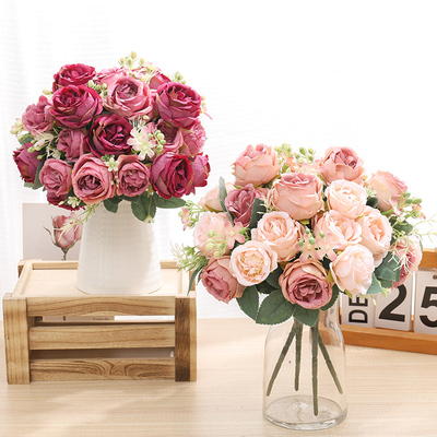 极速Artificial 7 Head Fake Plant Flowers Persian Rose ZBouqu